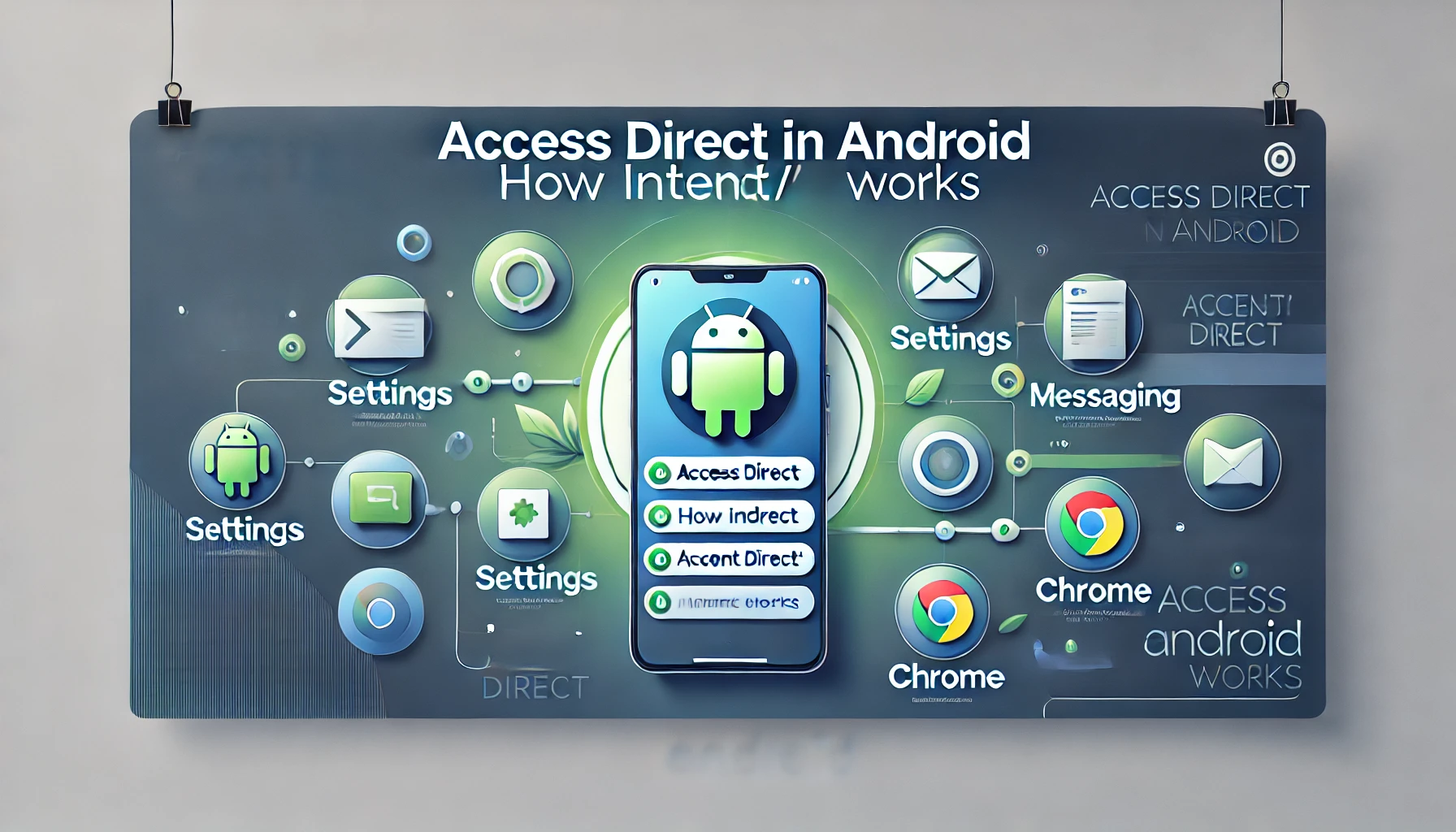 DALL·E 2024 11 30 23.12.28 A modern and clean horizontal banner design for an article about Access Direct in Android How intent Works. The banner features an Android phone